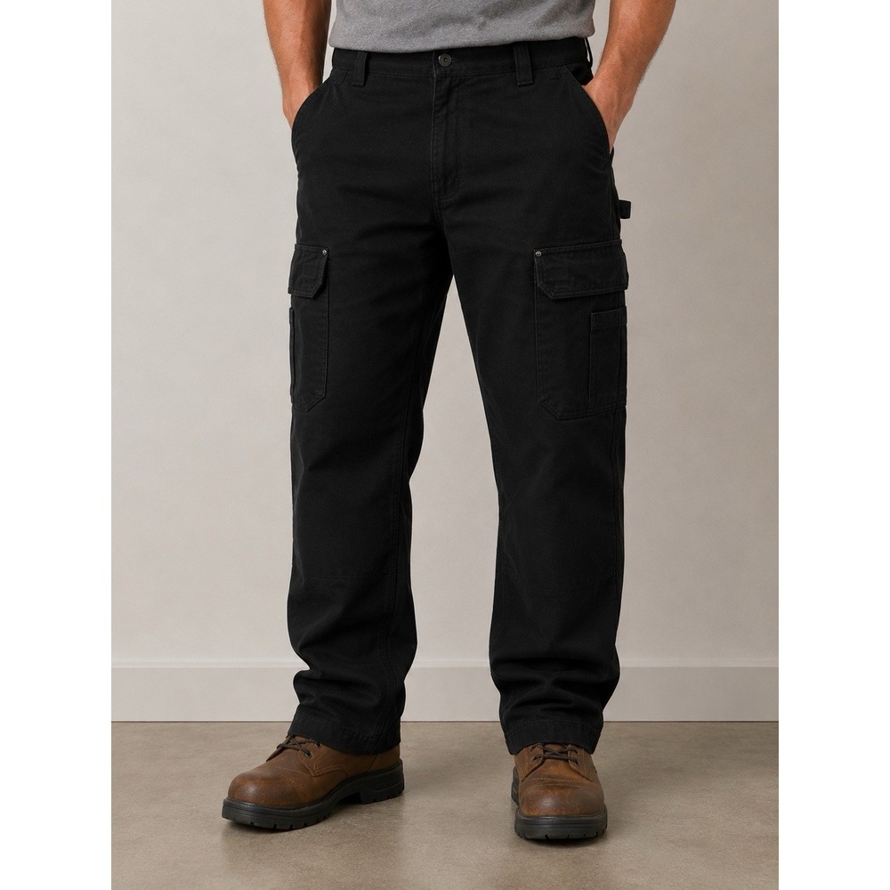 Duluth Trading Co Cargo Pants Mens 34x34 Black Fire Hose Cotton Workwear Utility - Picture 1 of 16